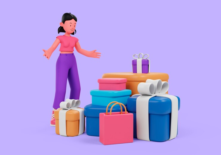 3D Model of Woman with Purchases
