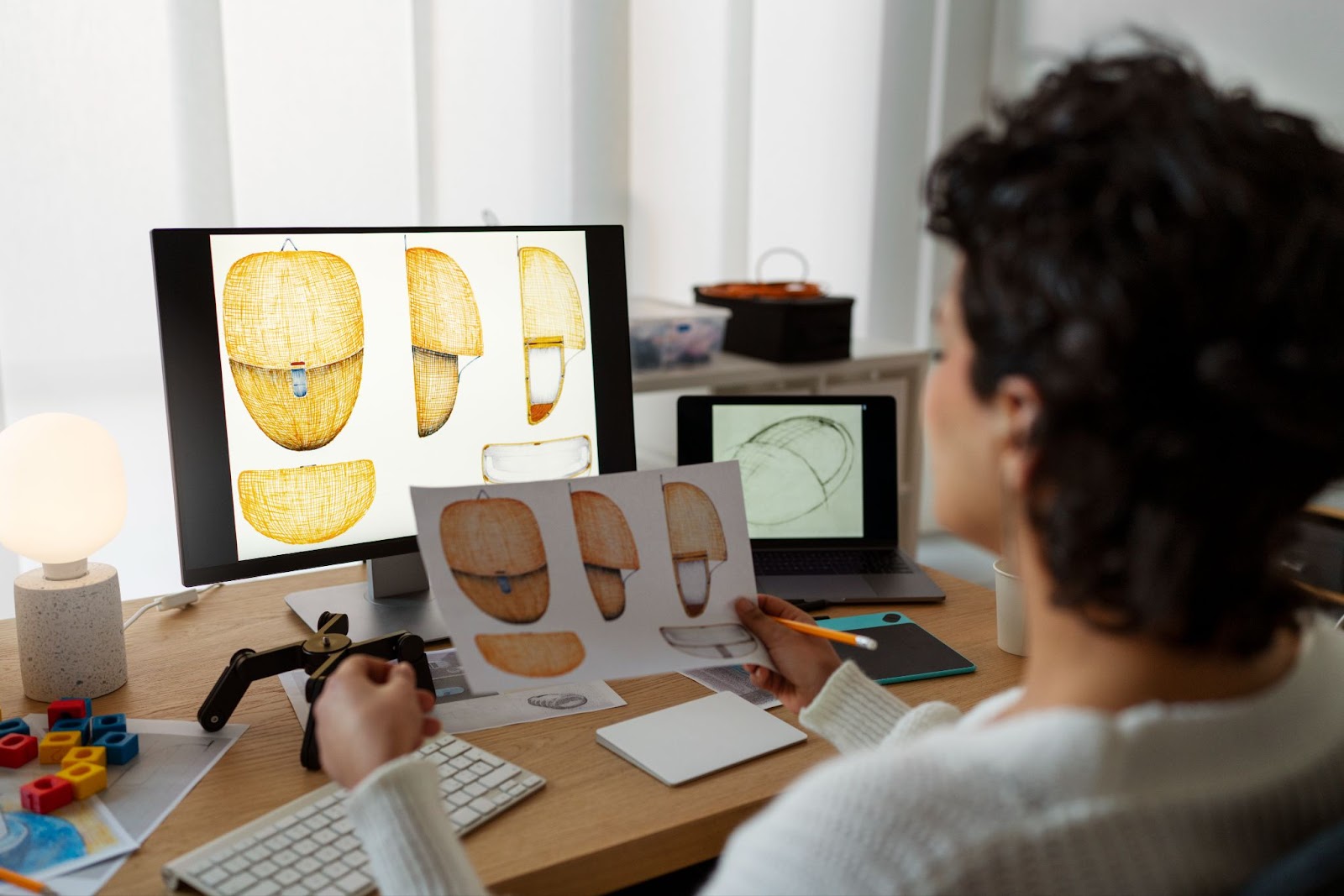 Woman working on animation