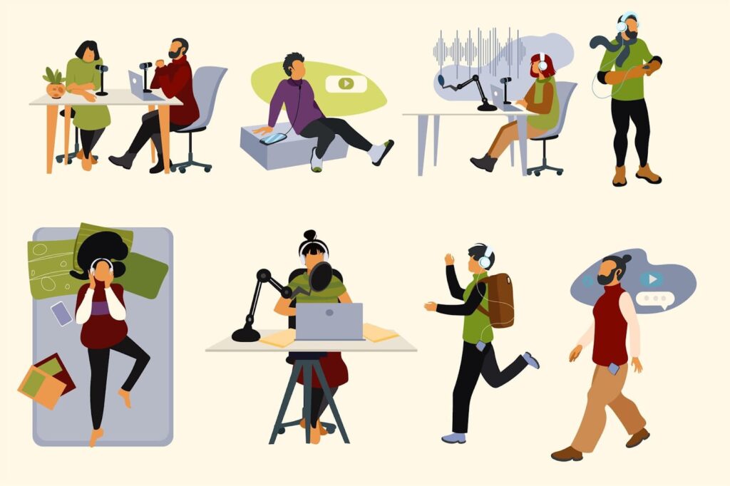 Character in various movements and moments